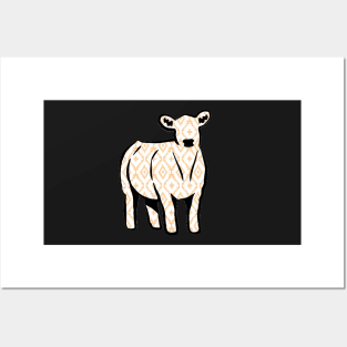 Rustic Yellow Aztec Cow Silhouette  - NOT FOR RESALE WITHOUT PERMISSION Posters and Art